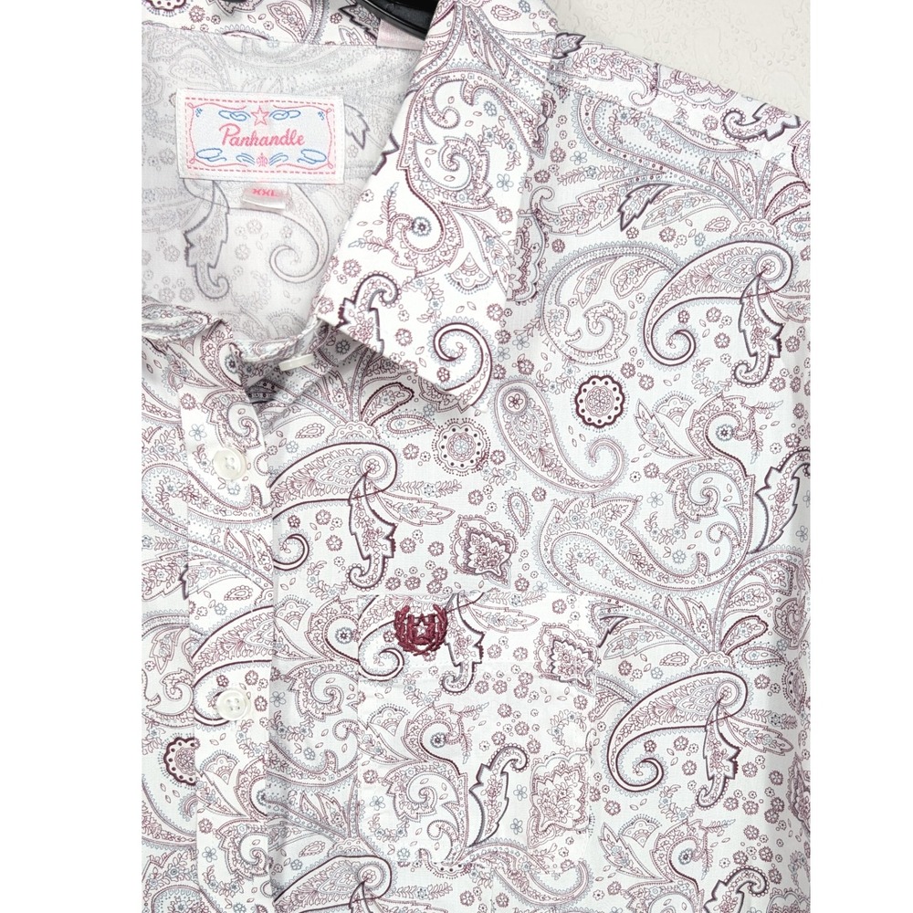 Panhandle XXL Womens Paisley Maroon Long Sleeve Button Down Western Shirt NWT